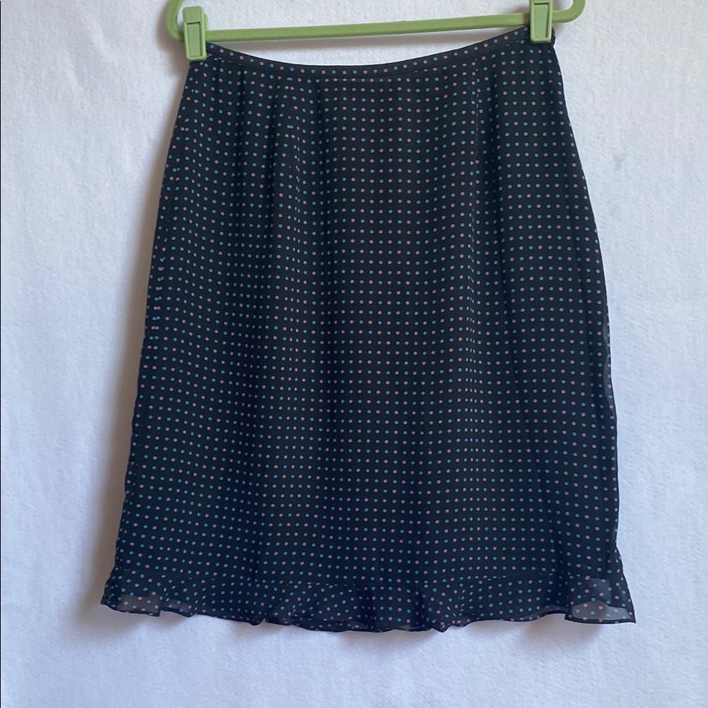Chic Black and Lavender Polka Dot A-Line Skirt